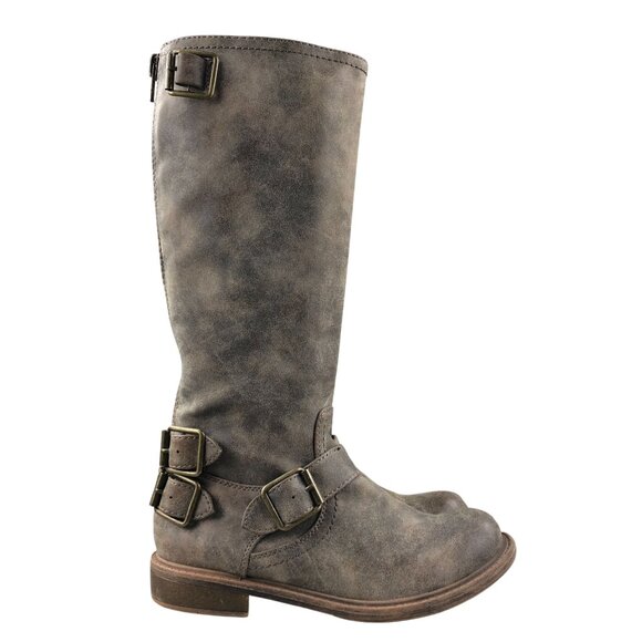 Nine West Shoes - Nine West Women's Size 7M MOTOL1 Brown Faux Leather Back Zip Harness Boots *FLAW